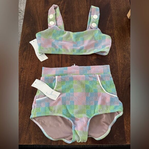 Free People x Seea Georgia Buttoned Bikini Top & Bottom Amos - Picture 9 of 9